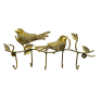 Handcrafted Metal Bird on Branch Key Holder for Wall - 5 Hooks Decorative Key Hanger - Antique Gold Finish Ethnic Home Decor and Entryway Organizer (Standard Size)