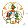 Handcrafted Metal Dancing Dolls Wall Hanging Traditional Rajasthani Ghoomar Dancers in Triple Circular Frame with Bells - Ethnic Wall Decor Art for Living Room and Gifting (Multicolor)