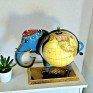 Handcrafted Metal Elephant World Globe with Rotating Geographic Map - Decorative Animal Shaped Desktop Globe for Office, Study Table and Home Decor - Unique Educational & Corporate Gift (Blue & Gold)