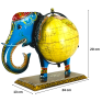 Handcrafted Metal Elephant World Globe with Rotating Geographic Map - Decorative Animal Shaped Desktop Globe for Office, Study Table and Home Decor - Unique Educational & Corporate Gift (Blue & Gold)