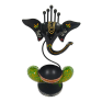 Handcrafted Metal Lord Ganesha Tea Light Holder - Black Decorative Ganesh Figurine Diya for Home Decor - Traditional Indian Handpainted Spiritual Gift for Diwali and Puja (Black and Green)