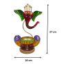 Handcrafted Metal Lord Ganesha Tea Light Holder - Multicolor Decorative Ganesh Figurine Diya for Home Decor - Traditional Indian Handpainted Spiritual Gift for Diwali and Puja (Red, Green, and Purple)