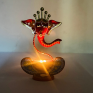Handcrafted Metal Lord Ganesha Tea Light Small Candle Holder - Traditional Indian Rajasthani Art Decorative Diya for Home Decor - Spiritual Votive Holder for Diwali Puja and Living Room (Red and Blue)