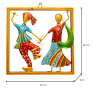 Handcrafted Metal Dandiya Garba Couple Wall Hanging Traditional Gujarati Folk Dance Statues in Decorative Frame - Ethnic Wall Decor Art for Home, Living Room and Festive Gifting (Multicolor)