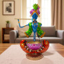 Handcrafted Metal Lord Krishna Tea Light Holder with Flute - Blue Krishna Figurine Traditional Indian Rajasthani Art Decorative Diya - Spiritual Votive Holder for Diwali and Home Decor (Orange and Blue)