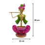 Handcrafted Metal Lord Krishna Tea Light Holder with Flute - Traditional Indian Rajasthani Art Decorative Diya for Home Decor - Spiritual Votive Holder for Diwali Puja and Living Room (Pink and Green)
