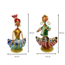Handcrafted Metal Musician Duo Tea Light Holders - Set of 2 Traditional Rajasthani Lady and Sardar Figurines - Ethnic Indian Decorative Diya for Home Decor and Festive Gifting (Multicolor)