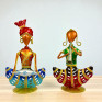 Handcrafted Metal Musician Duo Tea Light Holders - Set of 2 Traditional Rajasthani Lady and Sardar Figurines - Ethnic Indian Decorative Diya for Home Decor and Festive Gifting (Multicolor)