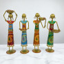 Handcrafted Metal Rajasthani Lady Worker Figurines - Set of 4 Traditional Indian Village Women Statues - Ethnic Decorative Showpiece for Home Office and Living Room Decor (Multicolor)