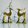 Handcrafted Metal Golden Deer Pair Figurines - Set of 2 Textured Reindeer Statues for Home Decor - Luxury Antique Gold Finish Animal Showpiece for Living Room, Office and Gifting (Gold)