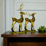 Handcrafted Metal Golden Deer Pair Figurines - Set of 2 Textured Reindeer Statues for Home Decor - Luxury Antique Gold Finish Animal Showpiece for Living Room, Office and Gifting (Gold)