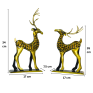 Handcrafted Metal Golden Deer Pair Figurines - Set of 2 Textured Reindeer Statues for Home Decor - Luxury Antique Gold Finish Animal Showpiece for Living Room, Office and Gifting (Gold)
