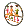 Handcrafted Metal Musician Dolls Ring Wall Hanging Traditional Rajasthani Music Men in Circular Frame with Hanging Bells - Ethnic Wall Decor Art for Home and Office (Multicolor)