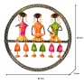 Handcrafted Metal Musician Dolls Ring Wall Hanging Traditional Rajasthani Music Men in Circular Frame with Hanging Bells - Ethnic Wall Decor Art for Home and Office (Multicolor)