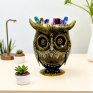Handmade Metal Owl Pen Stand and Pencil Holder for Desk Decorative Hand Painted Stationary Organizer for Office and Home Decor Unique Gift Item Multicolor Antique Finish
