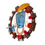 Handcrafted Metal Lord Krishna Face Wall Hanging with LED Backlight - Traditional Krishna Mask Art with Flute and Peacock Feather - Spiritual Wall Decor for Home, Puja Room and Gifting (Red & Blue)