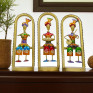 Handcrafted Metal Rajasthani Musician Figurines with Frames - Set of 3 Traditional Indian Sardar Statues Playing Instruments - Ethnic Decorative Wall and Shelf Showpiece for Home and Office Decor (Multicolor)