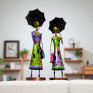Handcrafted Metal Umbrella Lady Figurines - Set of 2 Tall Traditional Indian Women Statues with Parasols - Ethnic Decorative Showpiece for Home, Office and Living Room Decor (Purple and Green)