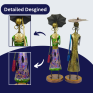 Handcrafted Metal Umbrella Lady Figurines - Set of 2 Tall Traditional Indian Women Statues with Parasols - Ethnic Decorative Showpiece for Home, Office and Living Room Decor (Purple and Green)