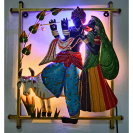 Ractangular Unique Metal art Radha Krishna With light