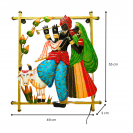 Ractangular Unique Metal art Radha Krishna With light