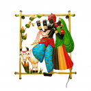 Ractangular Unique Metal art Radha Krishna With light